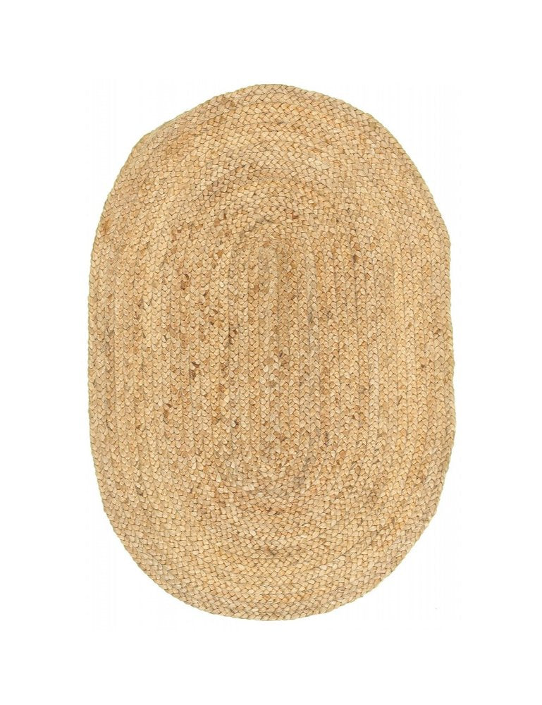 2' X 3' Natural Jute Hand Braided Oval Rug