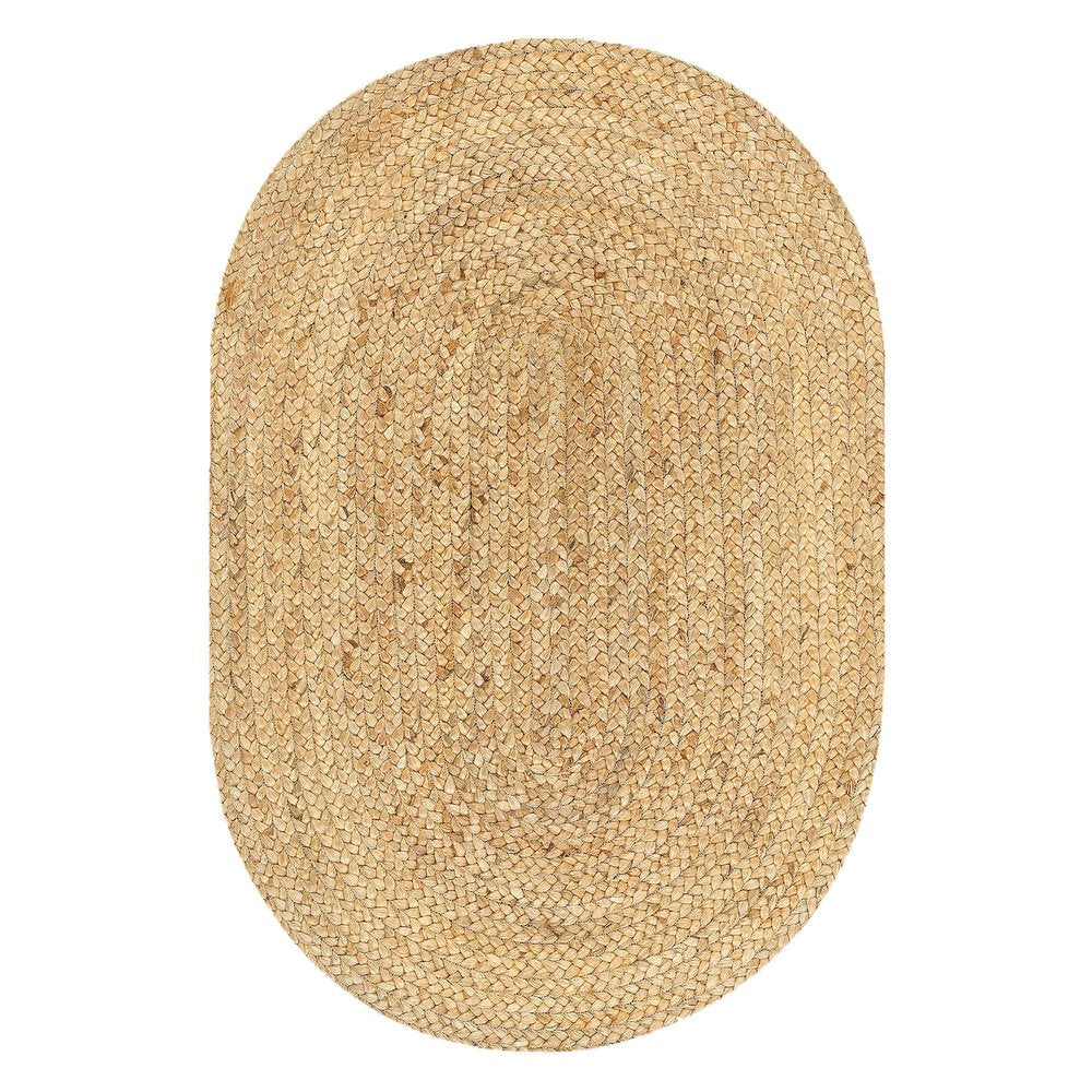 2' X 3' Natural Jute Hand Braided Oval Rug