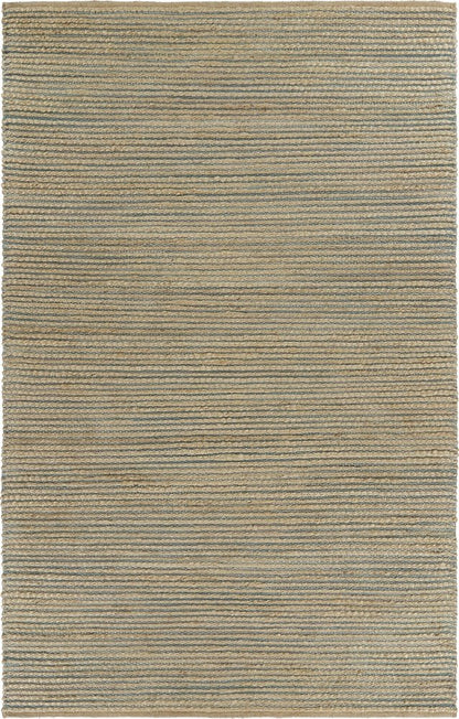 5' X 8' Tan and Blue Undertone Striated Area Rug