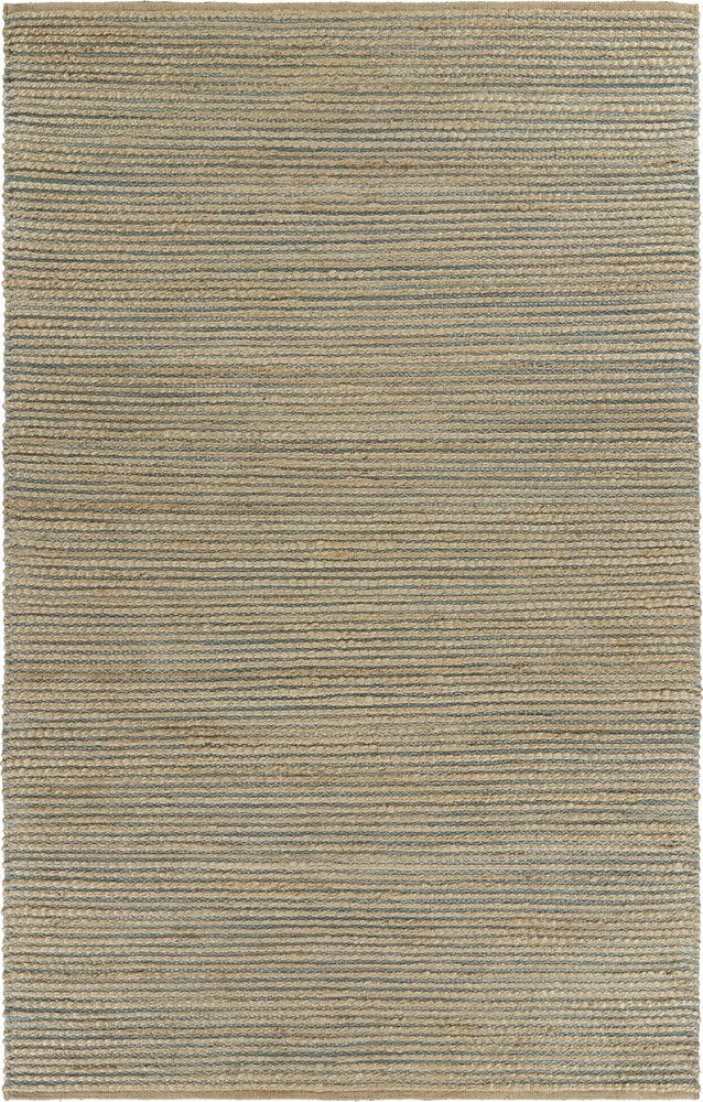 5' X 8' Tan and Blue Undertone Striated Area Rug
