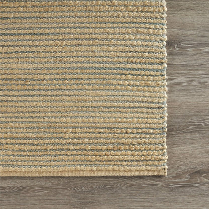 5' X 8' Tan and Blue Undertone Striated Area Rug