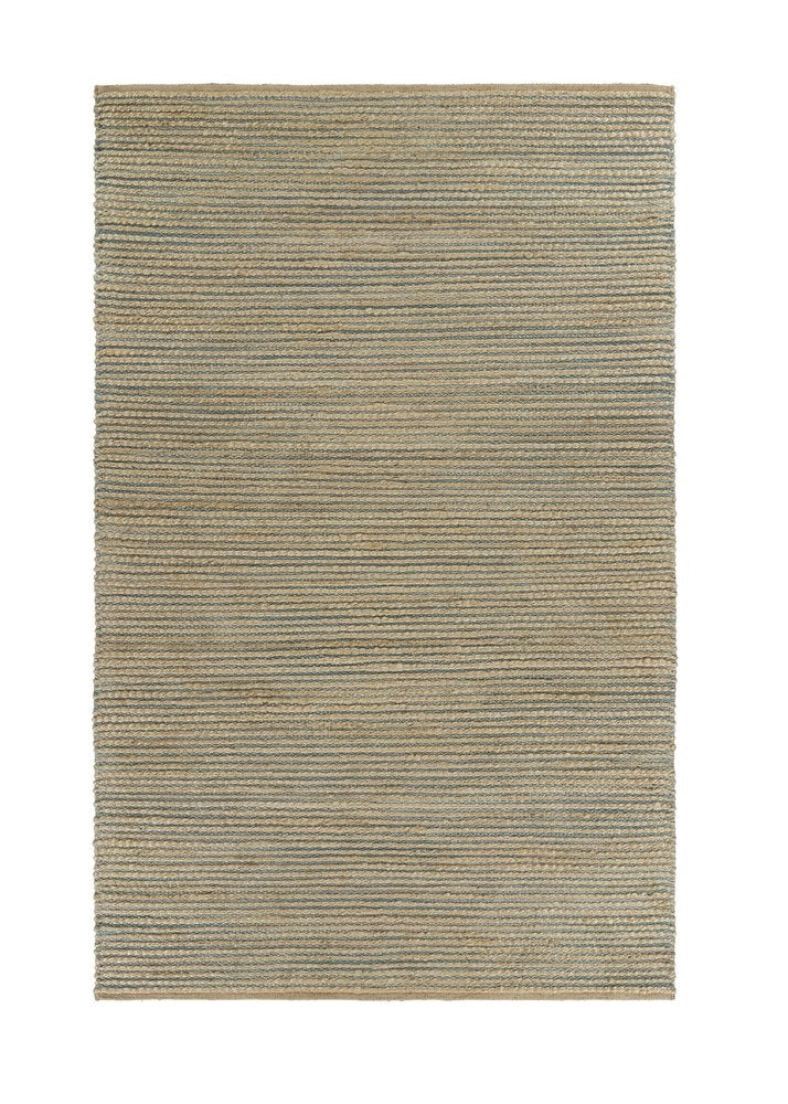 5' X 8' Tan and Blue Undertone Striated Area Rug