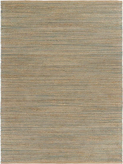 5' X 8' Tan and Blue Undertone Striated Area Rug