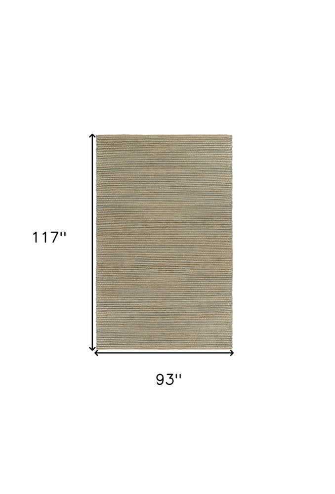 5' X 8' Tan and Blue Undertone Striated Area Rug