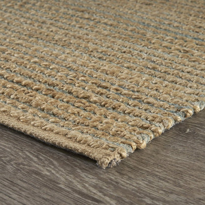 5' X 8' Tan and Blue Undertone Striated Area Rug