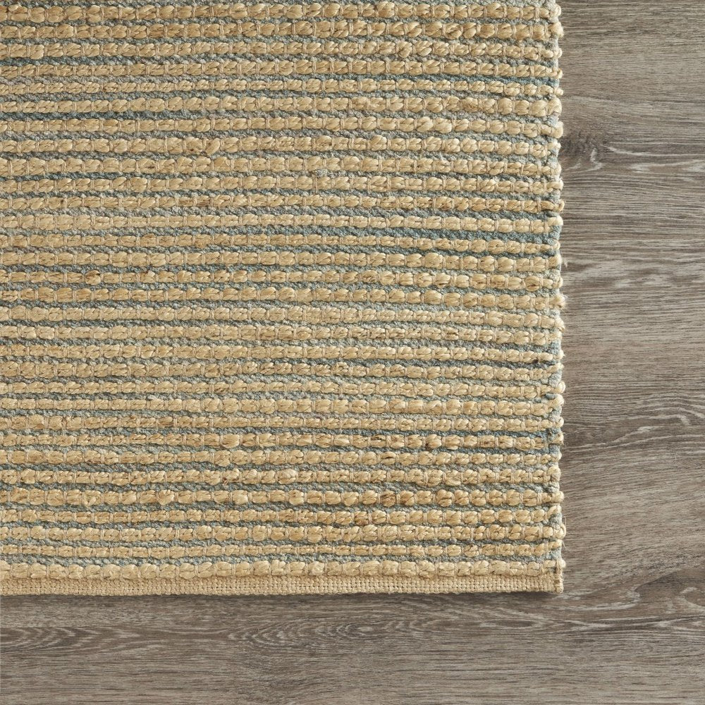 5' X 8' Tan and Blue Undertone Striated Area Rug