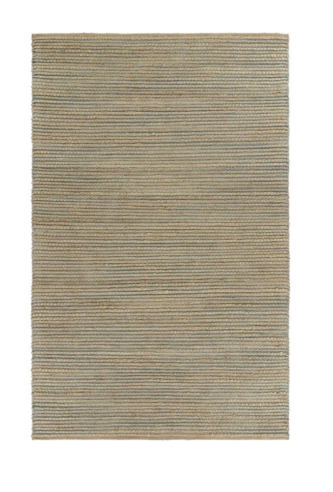 5' X 8' Tan and Blue Undertone Striated Area Rug