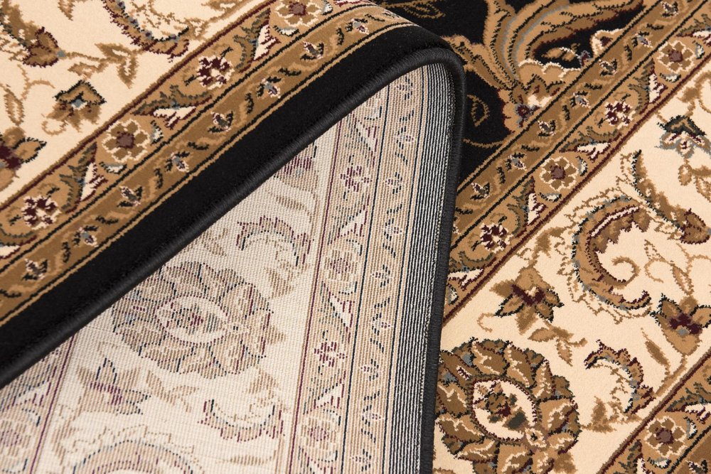 15' Black And Ivory Oriental Runner Rug