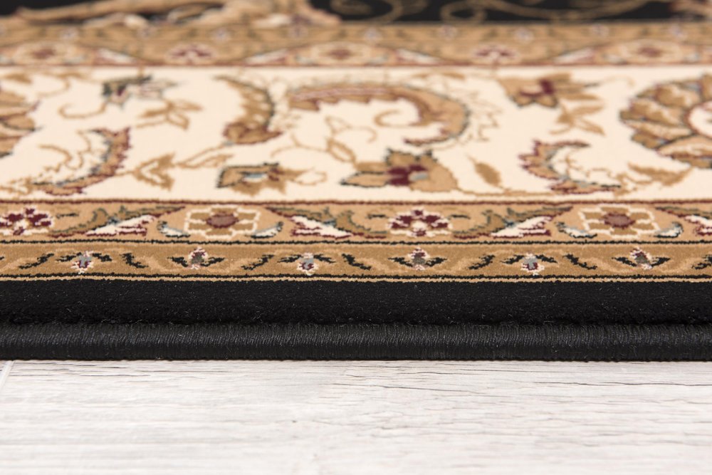 15' Black And Ivory Oriental Runner Rug