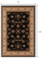 5' X 8' Black and Ivory Oriental Power Loom Area Rug