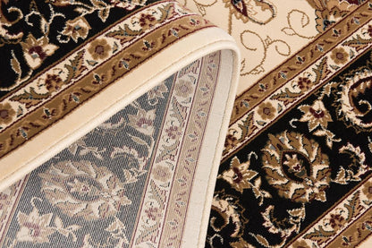 15' Black And Ivory Oriental Runner Rug