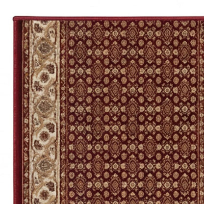 10' Red And Beige Oriental Runner Rug