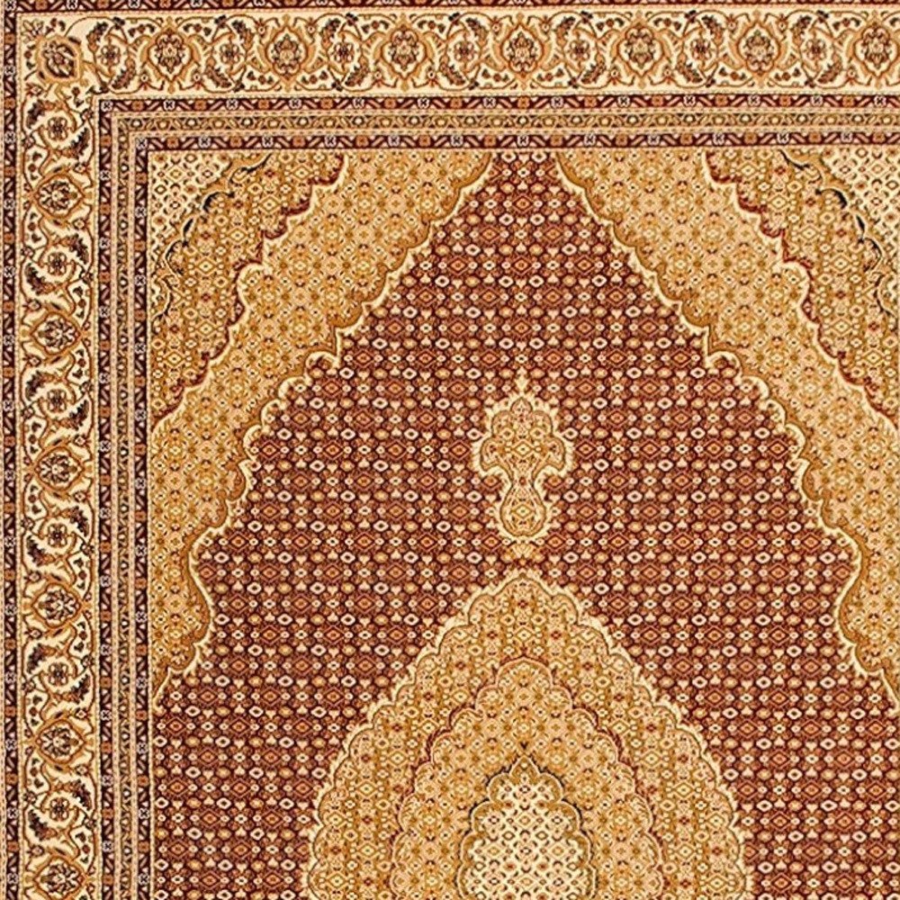 10' Red And Beige Oriental Runner Rug