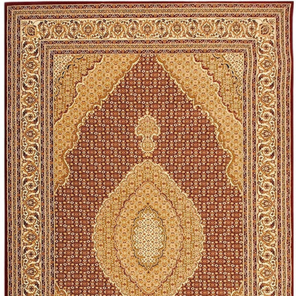 10' Red And Beige Oriental Runner Rug
