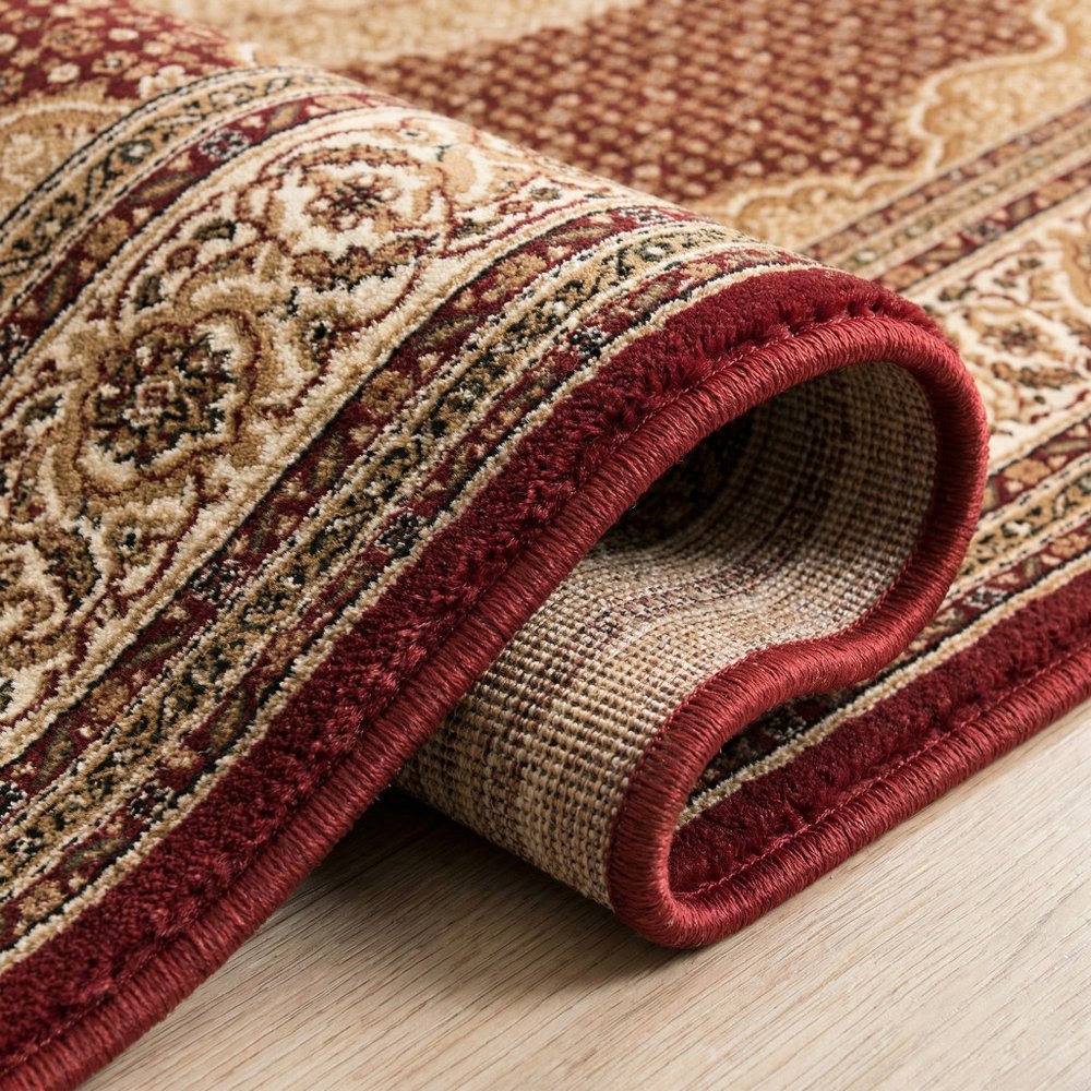 10' Red And Beige Oriental Runner Rug