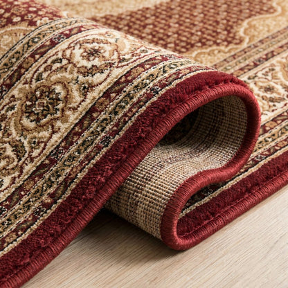 10' Red And Beige Oriental Runner Rug