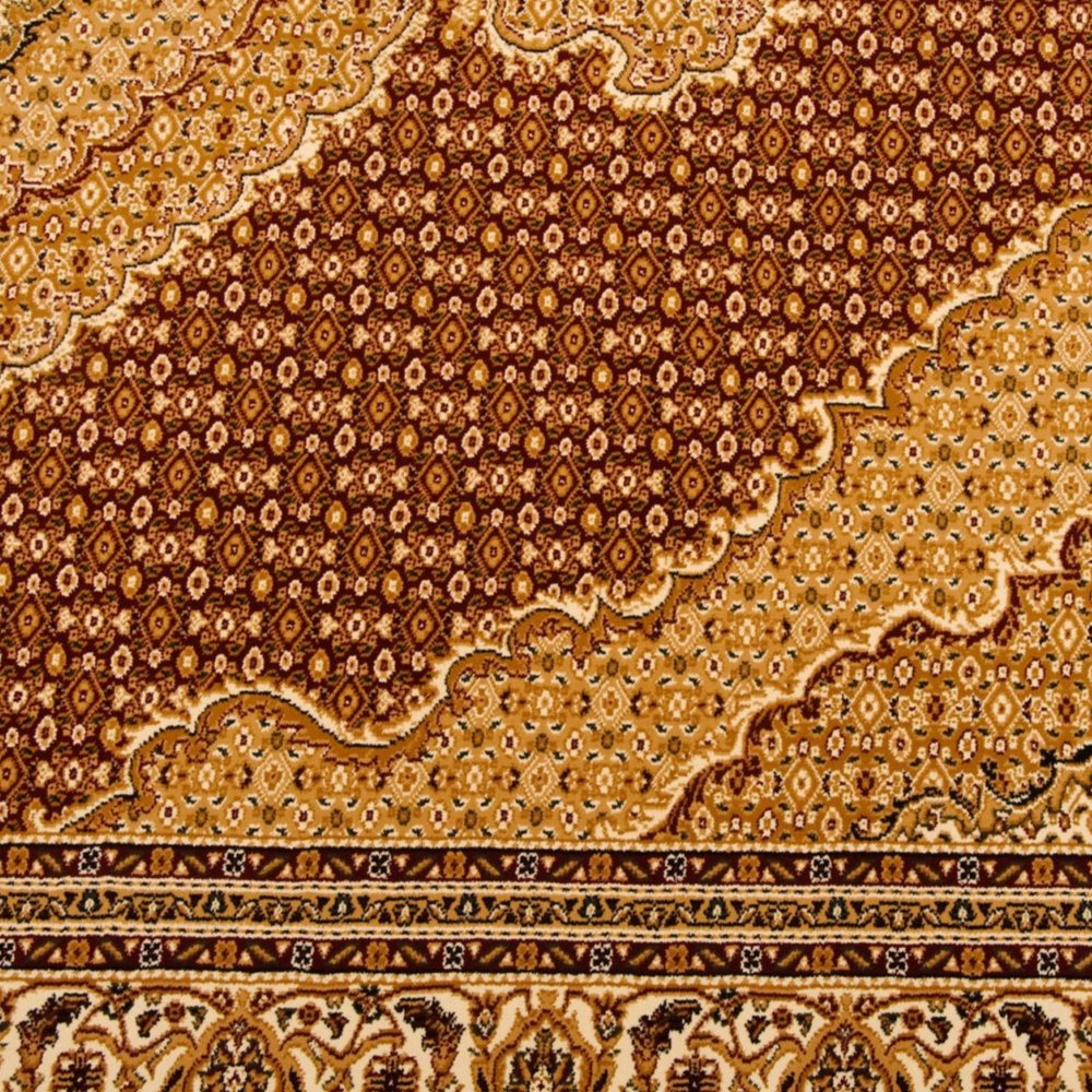 5' Red Round Oriental Power Loom Area Rug