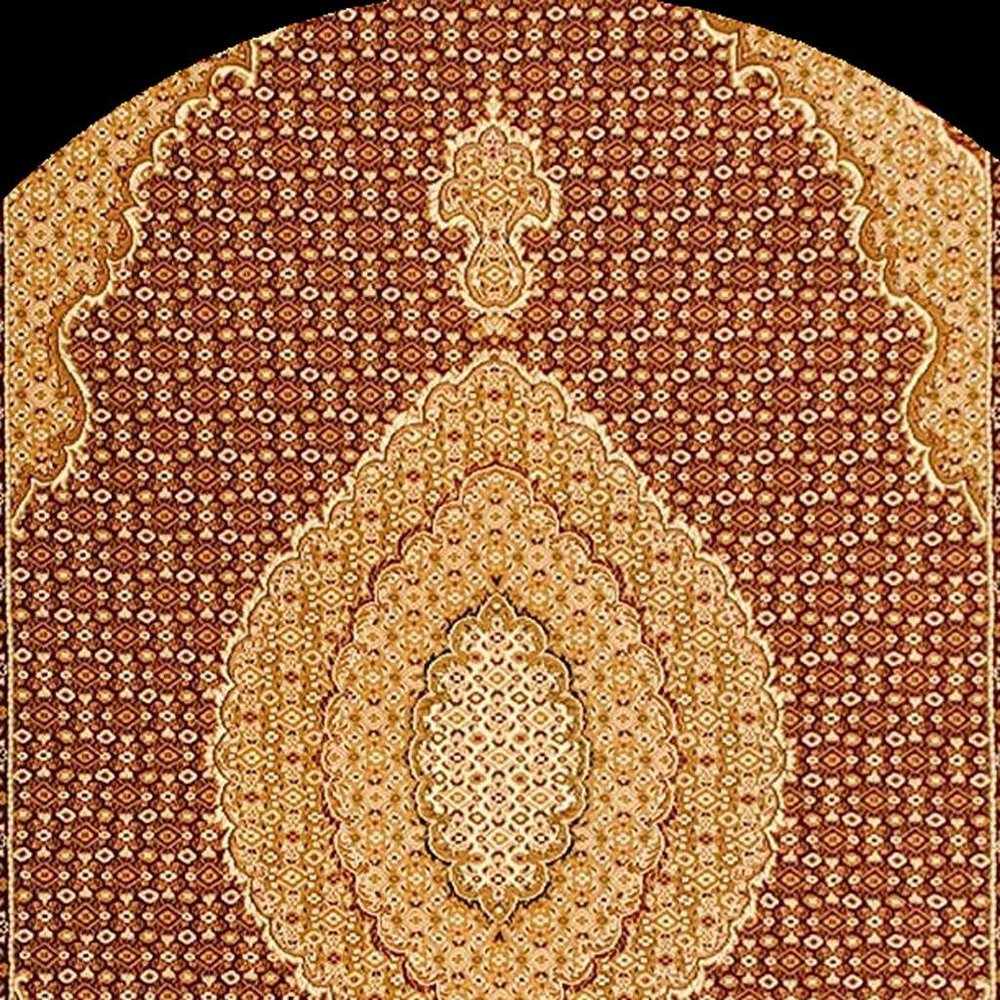 5' Red Round Oriental Power Loom Area Rug