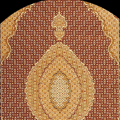 5' Red Round Oriental Power Loom Area Rug