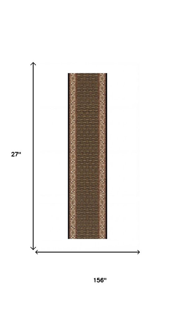 10' Beige And Black Medallion Runner Rug