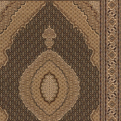 10' Beige And Black Medallion Runner Rug