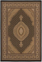 7' X 9' Beige and Black Medallion Power Loom Area Rug