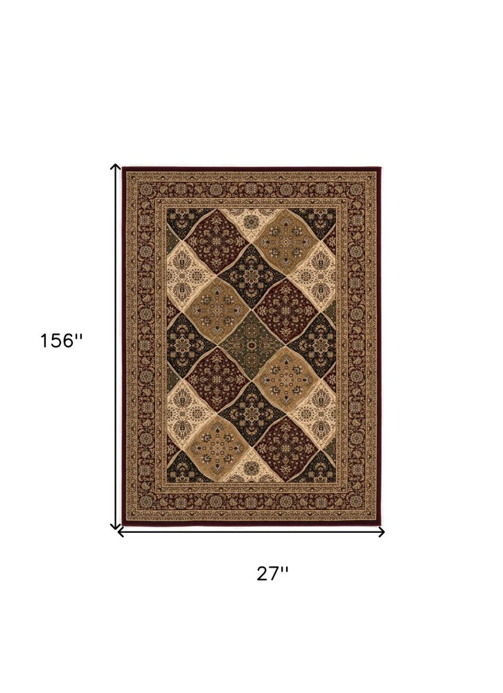 15' Red And Beige Oriental Runner Rug
