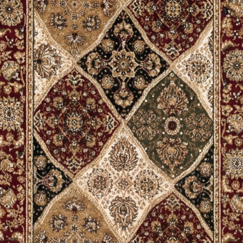 15' Red And Beige Oriental Runner Rug