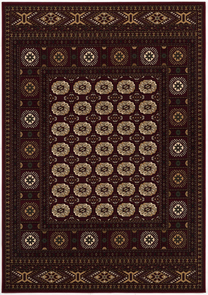 5' X 8' Red and Ivory Floral Medallion Power Loom Area Rug