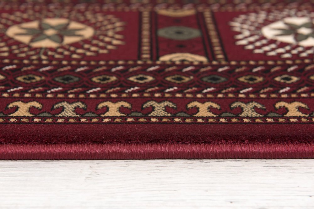 5' X 8' Red and Ivory Floral Medallion Power Loom Area Rug