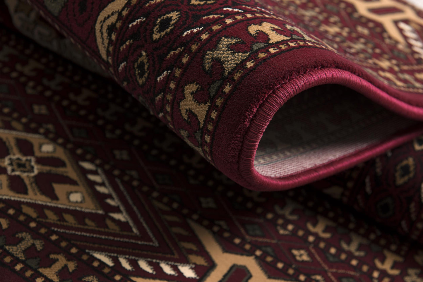 5' X 8' Red and Ivory Floral Medallion Power Loom Area Rug