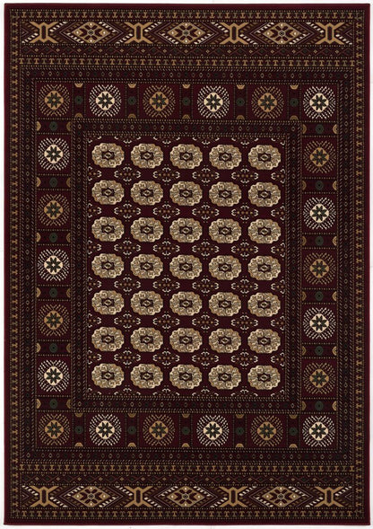 5' X 8' Red and Ivory Floral Medallion Power Loom Area Rug
