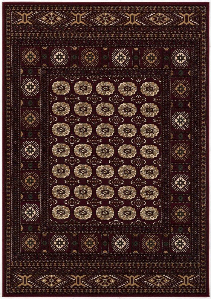 5' X 8' Red and Ivory Floral Medallion Power Loom Area Rug