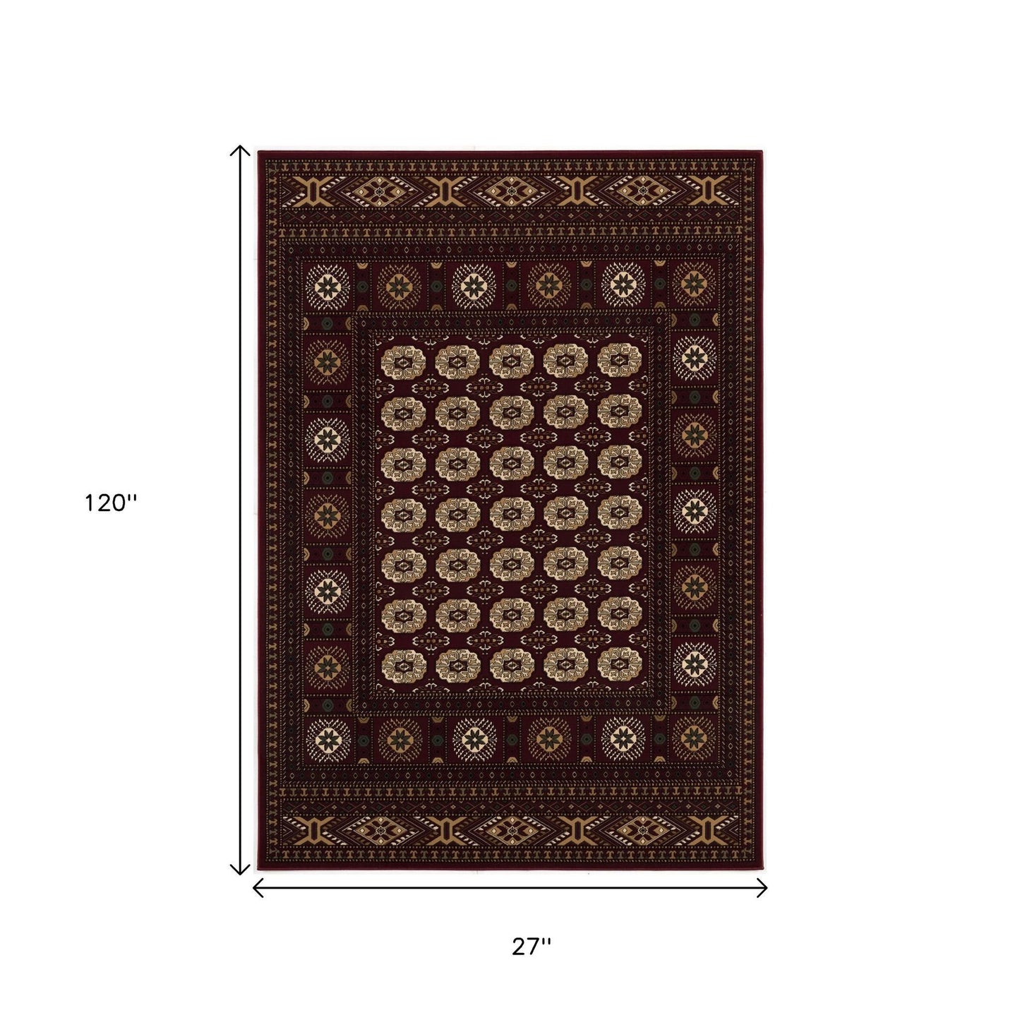 5' X 8' Red and Ivory Floral Medallion Power Loom Area Rug