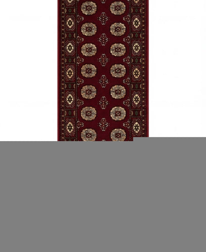 10' Red And Ivory Floral Medallion Runner Rug