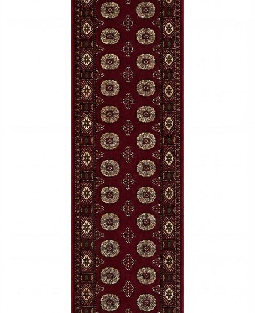 10' Red And Ivory Floral Medallion Runner Rug