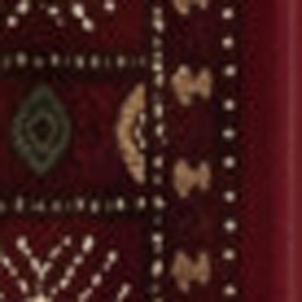 10' Red And Ivory Floral Medallion Runner Rug