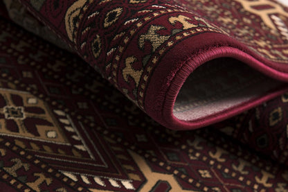 5' X 8' Red and Ivory Floral Medallion Power Loom Area Rug