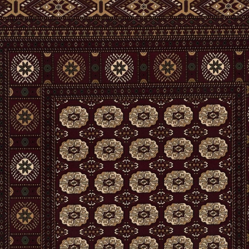 5' X 8' Red and Ivory Floral Medallion Power Loom Area Rug