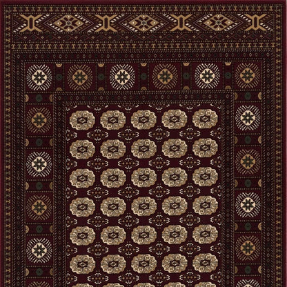 5' X 8' Red and Ivory Floral Medallion Power Loom Area Rug