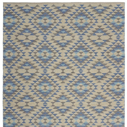 5' X 7' Blue Decorative Lattice Area Rug
