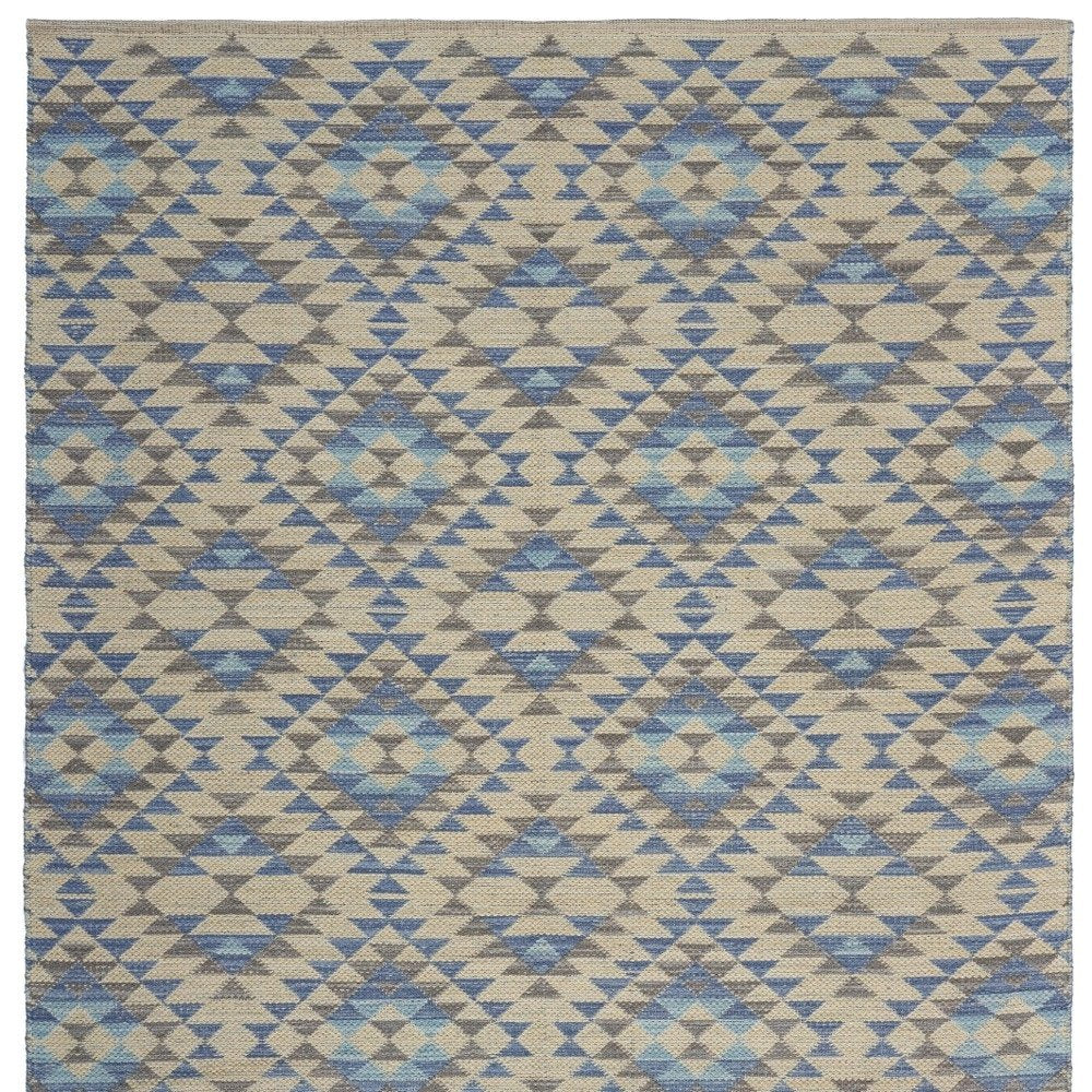 5' X 7' Blue Decorative Lattice Area Rug