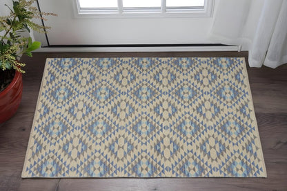 5' X 7' Blue Decorative Lattice Area Rug