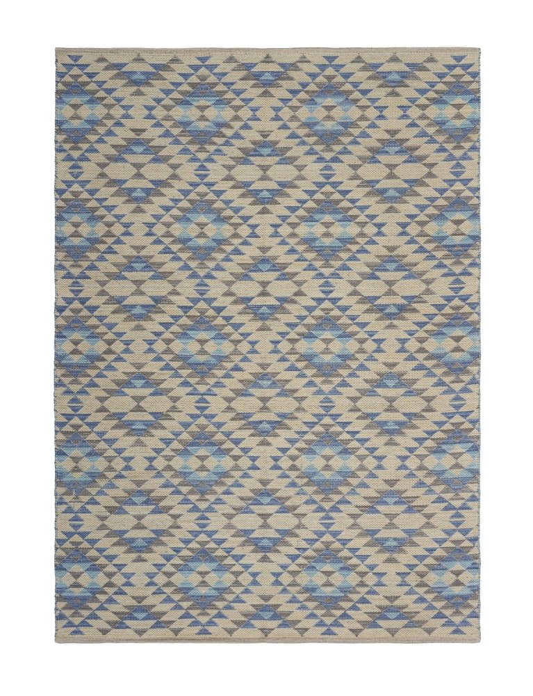 5' X 7' Blue Decorative Lattice Area Rug