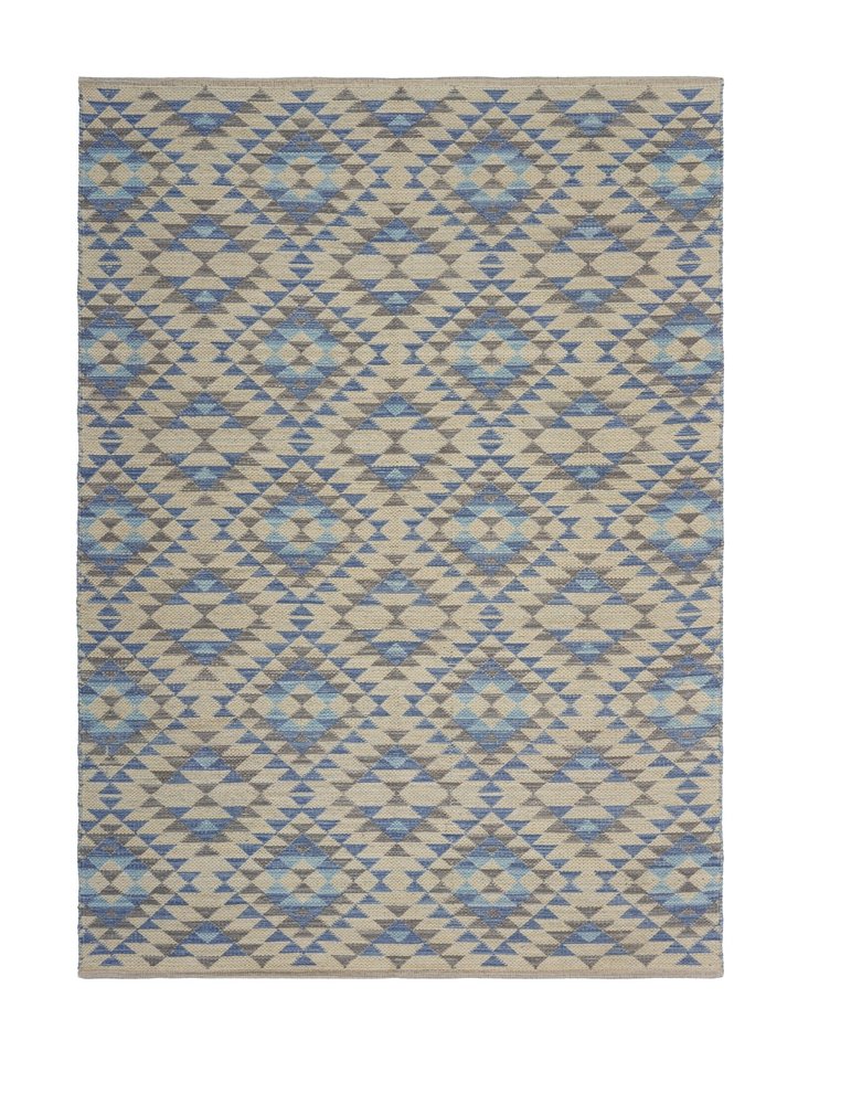 5' X 7' Blue Decorative Lattice Area Rug