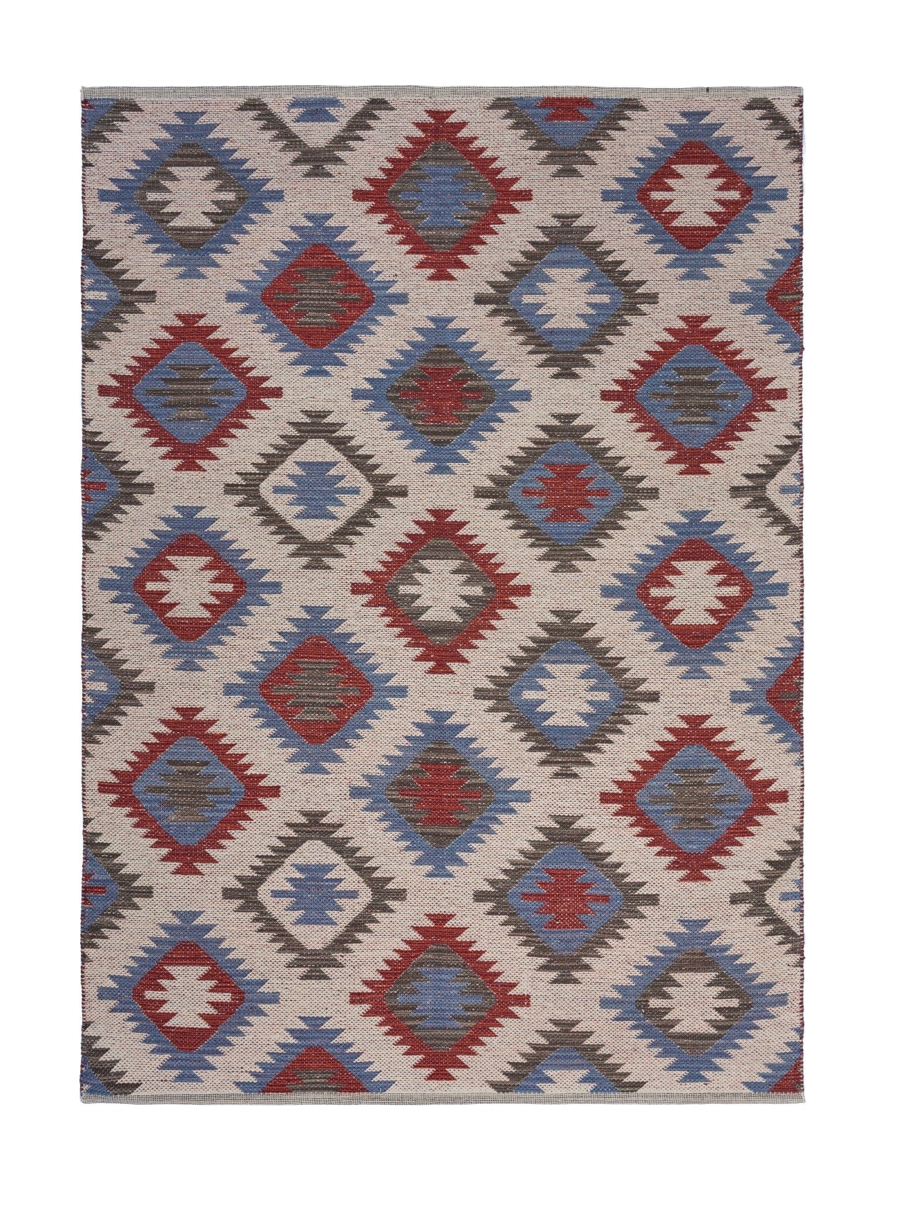 3' x 5' Red and Blue Geometric Diamonds Area Rug