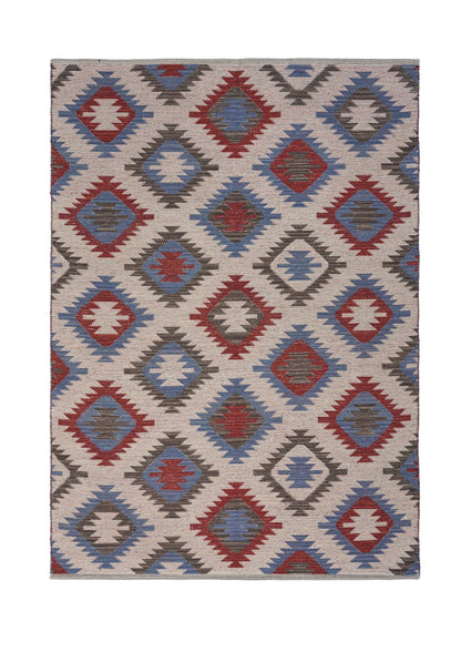 3' x 5' Red and Blue Geometric Diamonds Area Rug