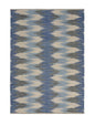 5' X 7' Blue and Cream Ikat Pattern Area Rug