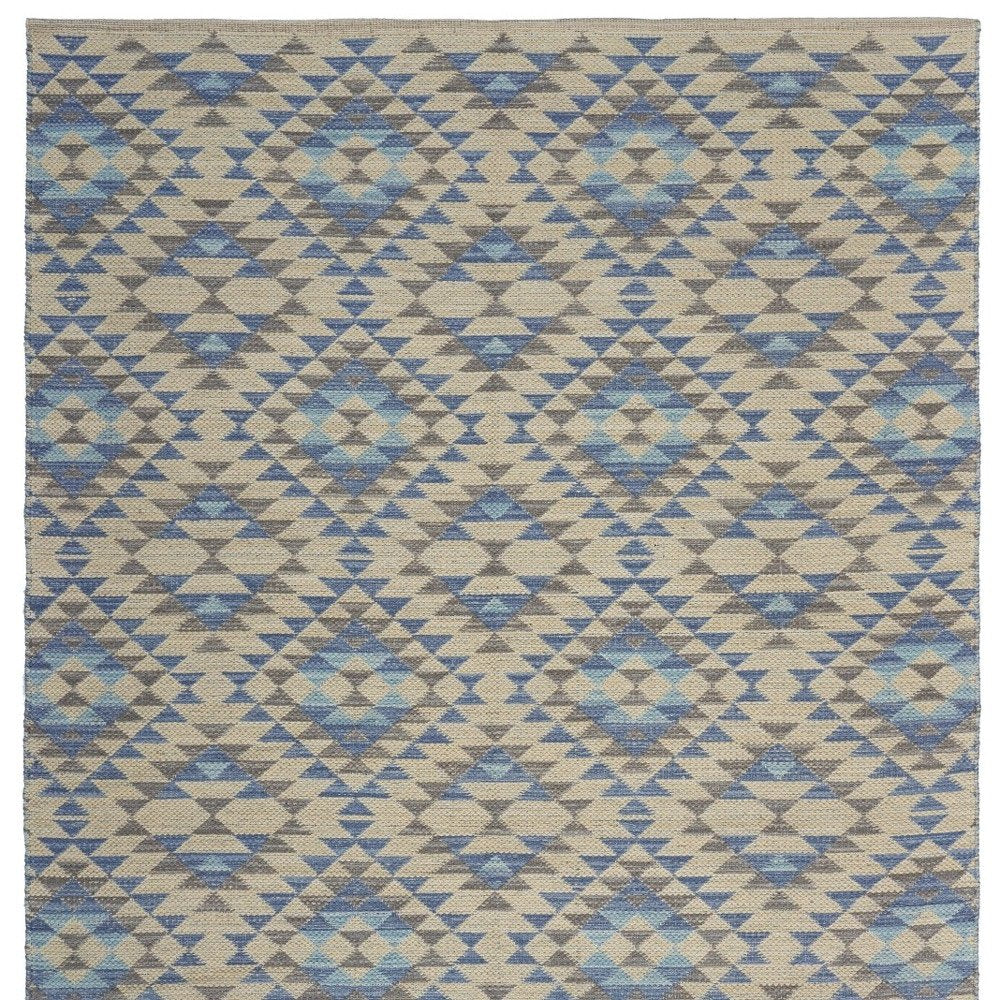 5' X 7' Blue Decorative Lattice Area Rug