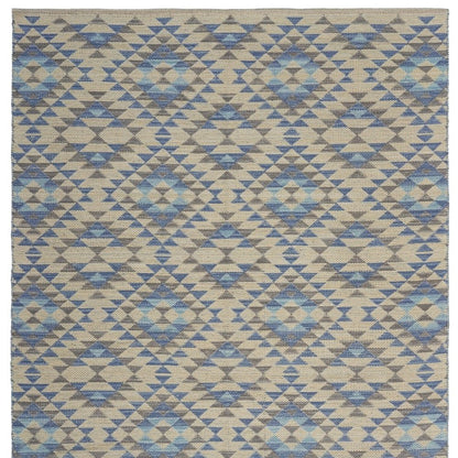 5' X 7' Blue Decorative Lattice Area Rug